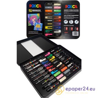 Markery z farbą plakatową Uni POSCA zestaw (20)