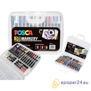 Markery z farbą plakatową Uni POSCA zestaw (20)