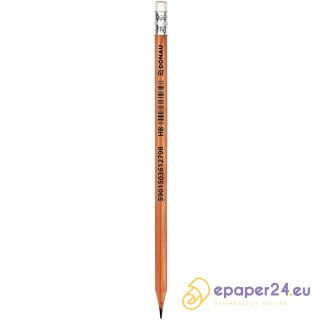 Ołówek drewniany z gumkš DONAU, HB, naturalny