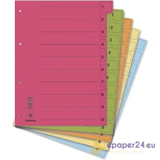 Przekładki DONAU, karton, A4, 235x300mm, 0-9, 50 k