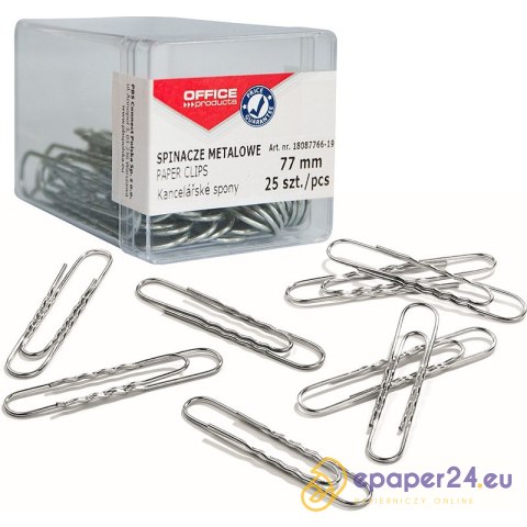 Spinacze metalowe OFFICE PRODUCTS, 77mm, w pudełku Spinacze metalowe OFFICE PRODUCTS, 77mm, w pudełku