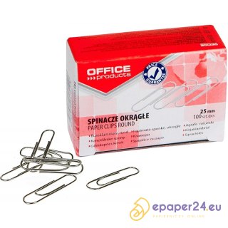Spinacze okršgłe OFFICE PRODUCTS, 25mm, 100szt., s