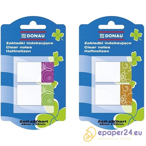 Zakładki indeksujące DONAU, PP, 25x45mm, 2x20 kart Zakładki indeksujące DONAU, PP, 25x45mm, 2x20 kart