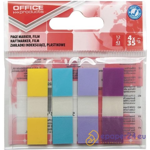 Zakładki indeksujące OFFICE PRODUCTS, PP, 12x43mm, Zakładki indeksujące OFFICE PRODUCTS, PP, 12x43mm,