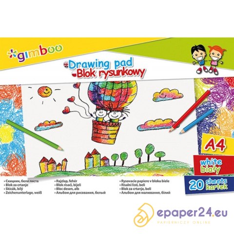 BLOK RYSUNKOWY GIMBOO A4/20K BIAŁY BLOK RYSUNKOWY GIMBOO A4/20K BIAŁY