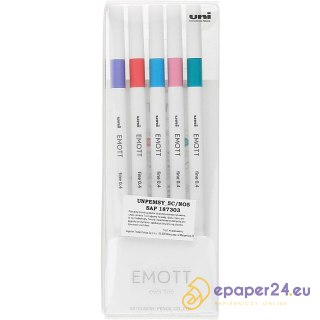 Cienkopisy Uni Emott No.5 0.4mm 5 kolorów