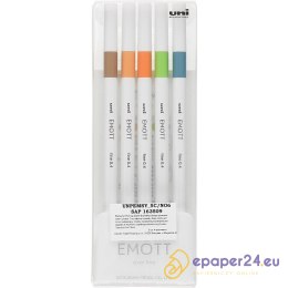 Cienkopisy Uni Emott No.6 0.4mm 5 kolorów