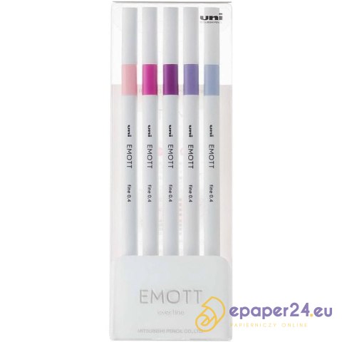 Cienkopisy Uni Emott No.7 0.4mm 5 kolorów Cienkopisy Uni Emott No.7 0.4mm 5 kolorów
