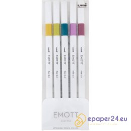 Cienkopisy Uni Emott No.8 0.4mm 5 kolorów