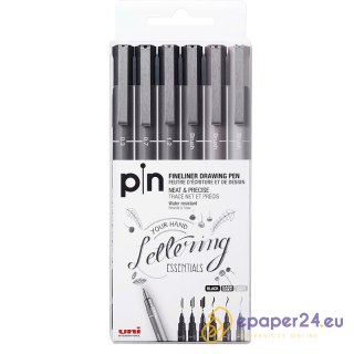 Cienkopisy kreślarske Uni Pin-200 zestaw szare (6)