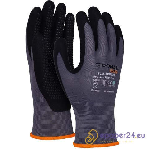 Rękawice Donau Safety Flex-Dotted rozm.7 szare