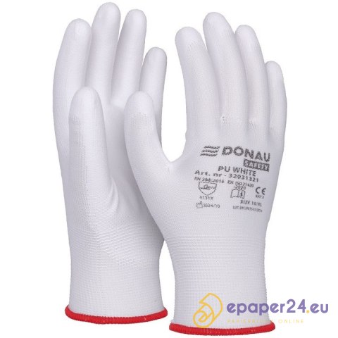 Rękawice Donau Safety PU White rozm.8 białe