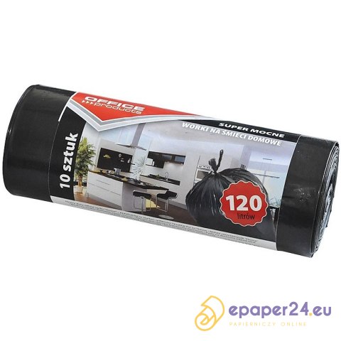 WORKI NA ŚMIECI DOMOWE OFFICE PRODUCTS, SUPER MOCNE (LDPE), 120L, 10SZT., CZARNE WORKI NA ŚMIECI DOMOWE OFFICE PRODUCTS, SUPER MOCNE (LDPE), 120L, 10SZT., CZARNE